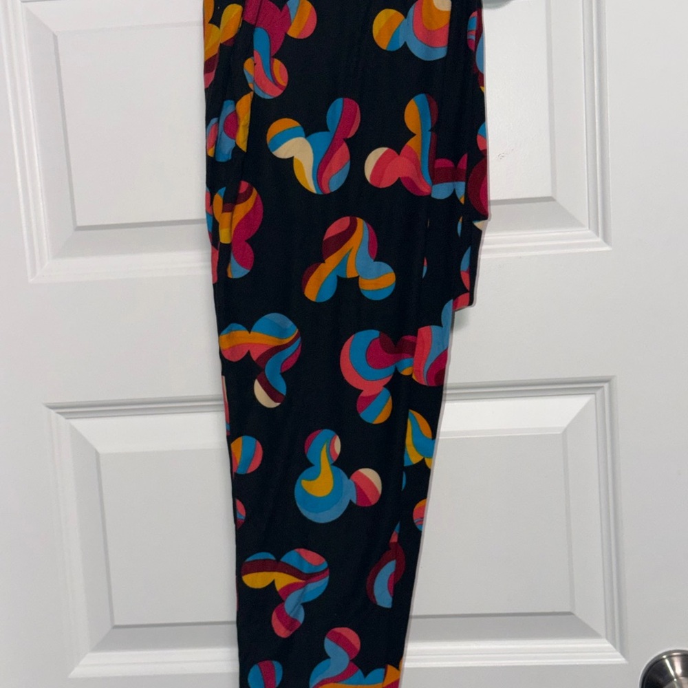 LuLaRoe Black Leggings with Colorful Swirls